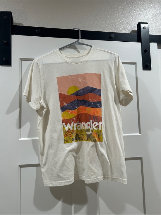 Wrangler Tops - Wrangler Cream Graphic Tee with Sunset Mountain Print
